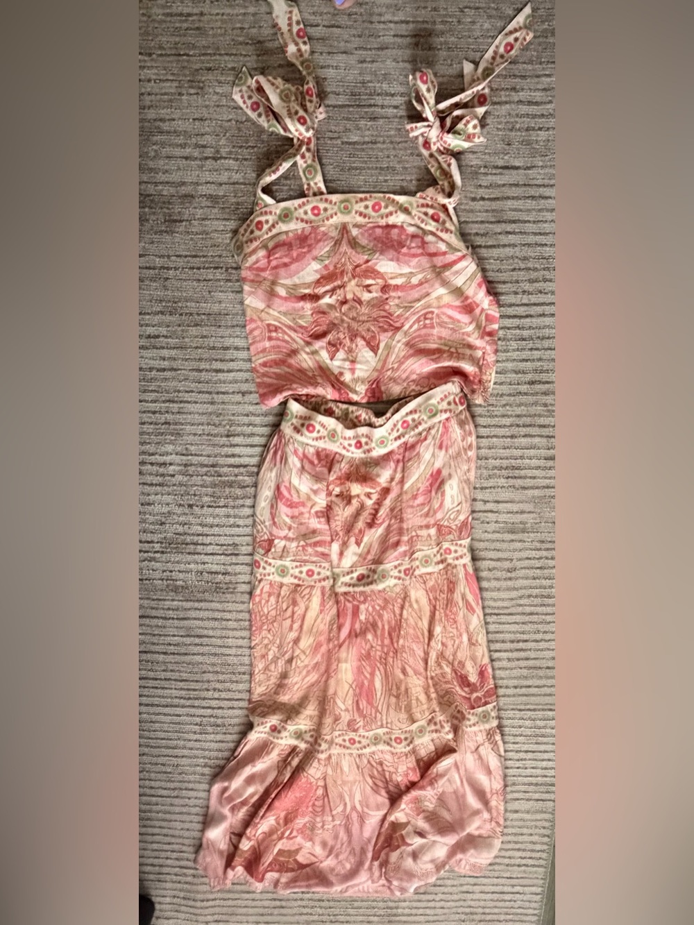 Boho Pink Floral Set Maxi Skirt and sleeveless top